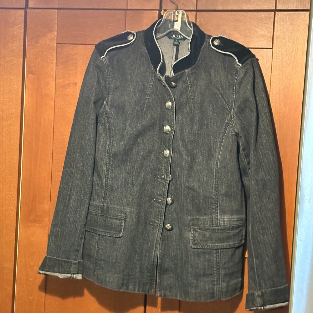 Polo Ralph Lauren Sz 6 Jean Jacket with Velevet  Epaulet Preety Buttons